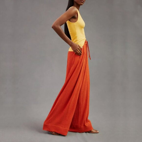 Essentiel Antwerp Crinkle Crepe Wide Leg Pants Summer Spring Sz 10 - Picture 2 of 14